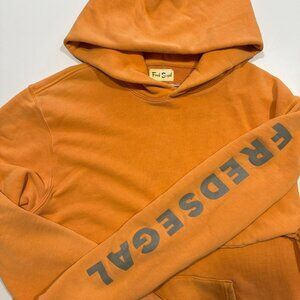 Fred Segal Mens Logo Print Pullover Hoodie Heavyweight Cotton Size L Orange